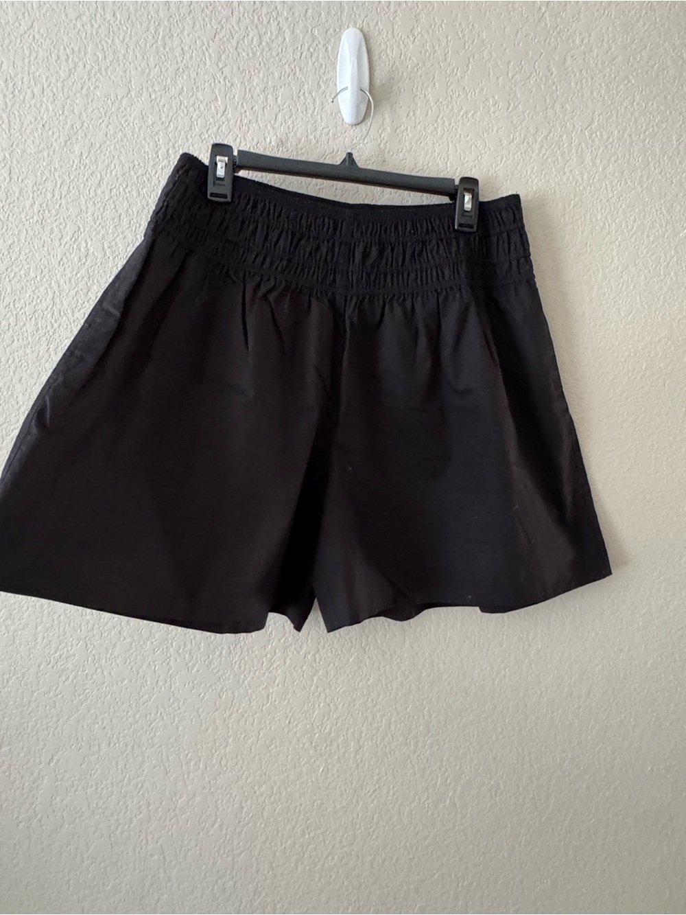 Vince Black High-Waist Smocked Shorts